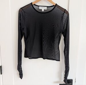 ✨4 for 12  Drop Sheer Mesh Long Sleeve Top – Black – XS